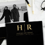 Wedding Monogram Modern Custom Bride and Groom Envelope<br><div class="desc">Elevate the anticipation of your wedding with the Wedding Monogram Modern Custom Bride and Groom Envelope, a stunning addition to your invitation suite. Featuring a simple yet elegant monogram in gold and black, this envelope sets the tone for a sophisticated and classy celebration. The bride and groom's initials take center...</div>