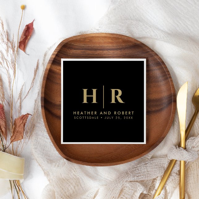 Wedding Monogram Modern Custom Bride and Groom Napkins (Creator Uploaded)