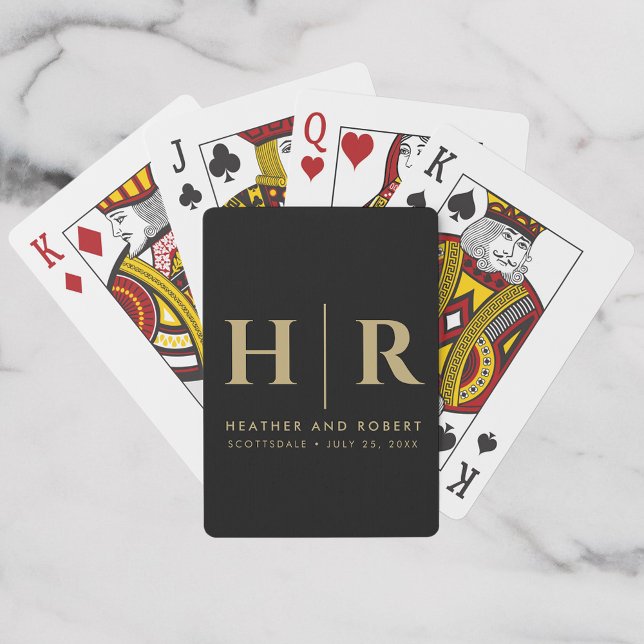 Wedding Monogram Modern Custom Bride and Groom Poker Cards (Creator Uploaded)