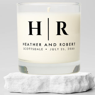 Wedding Monogram Modern Custom Bride and Groom Scented Candle