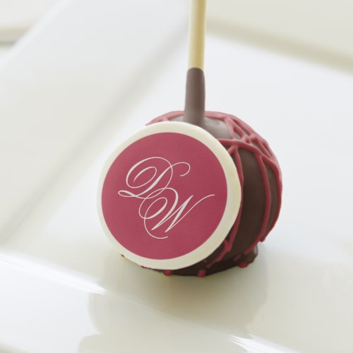 Wedding Monogram Modern Magenta Red Elegant Script Cake Pops