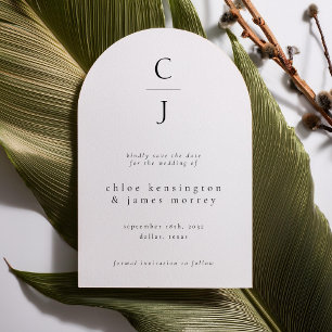 Wedding Monogram Modern Minimal Black White Save The Date