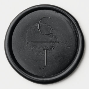 Wedding Monogram Modern Minimal Couple's Initials Wax Seal Sticker