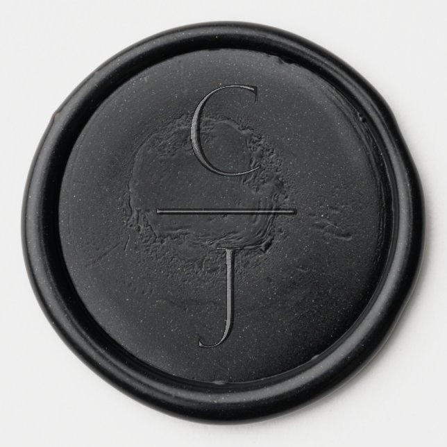 Wedding Monogram Modern Minimal Couple's Initials Wax Seal Sticker (Front)