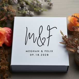 Wedding Monogram Modern Script Names Rubber Stamp