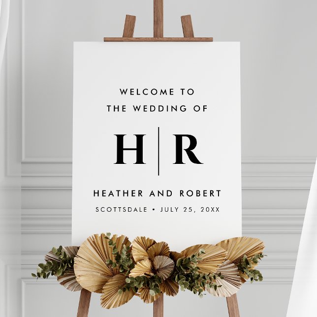 Wedding Monogram Modern Simple Elegant Welcome Foam Board (Creator Uploaded)