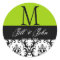 Wedding Monogram Names Damask Apple Green Seal