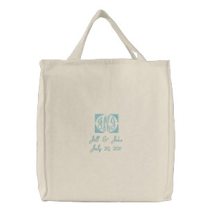 Wedding Monogram Names Date Tote Bag