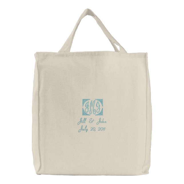 Wedding Monogram Names Date Tote Bag (Front)