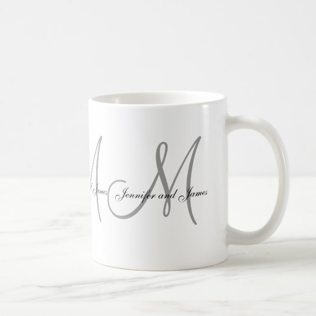 Wedding Monogram & Names Gift  Favor Mug (Right)