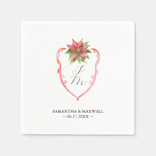 Wedding Monogram Napkins Poinsettia