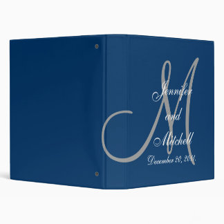 Wedding Monogram Navy Planner Keepsake Binder