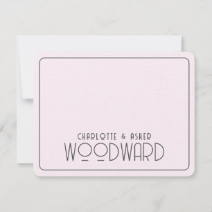 Wedding Monogram Newlyweds Pink Embossed Linen  Note Card