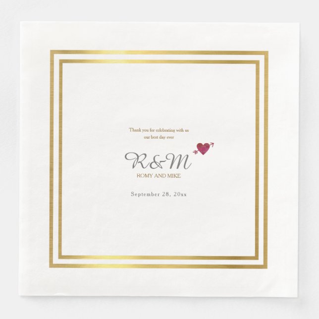wedding monogram on white dinner paper dinner napkins (Front)