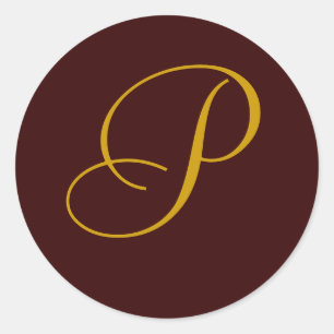 Wedding Monogram P Gold Seal Sticker