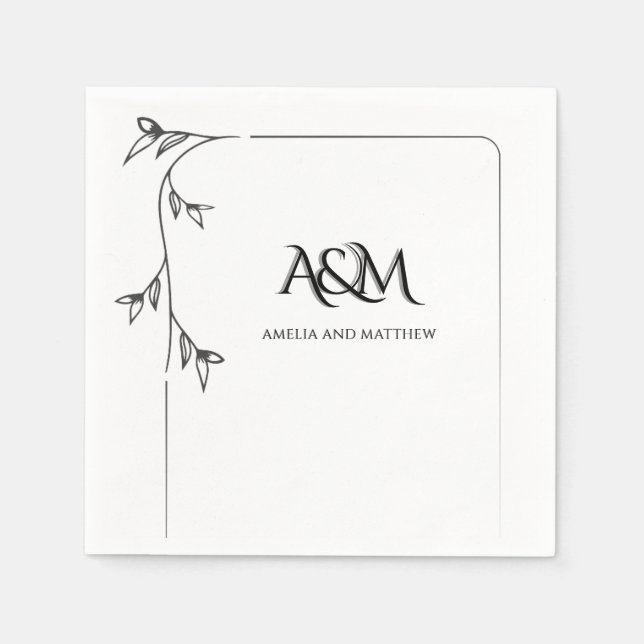 Wedding Monogram Paper Napkins (Front)