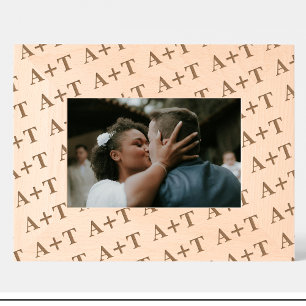 Wedding Monogram Pattern Engraved Wood Frame