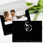Wedding Monogram Personalized Return Address Envelope<br><div class="desc">Elevate your wedding invitations with the Wedding Monogram Personalized Return Address Envelope, designed to exude elegance and sophistication. Featuring a simple yet classic monogram with the bride and groom's initials, this envelope adds a touch of refinement to your wedding stationery. The minimalist design in a striking black and white color...</div>