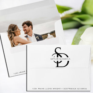 Wedding Monogram Personalized Return Address Envelope