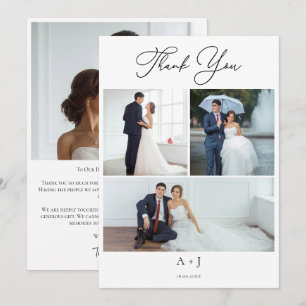 Wedding Monogram Photo Grid Collage Thank You Card