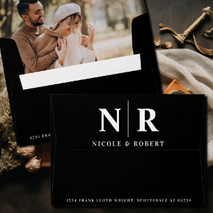 Wedding Monogram Photo Liner Return Address Custom Envelope
