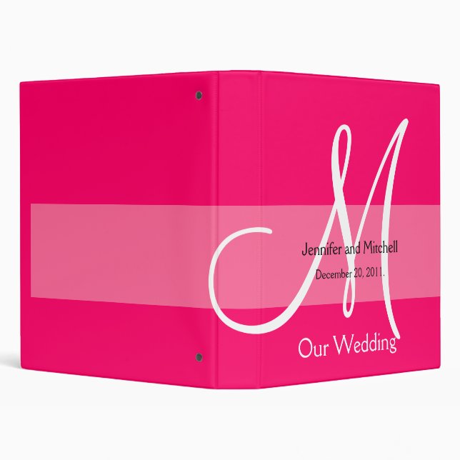 Wedding Monogram Pink Planner Keepsake Binder (Background)