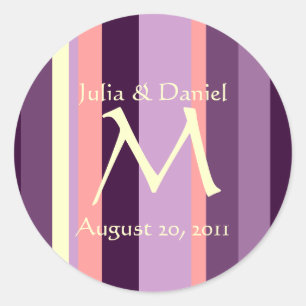 Wedding Monogram Pink Purple Envelope Seal Sticker