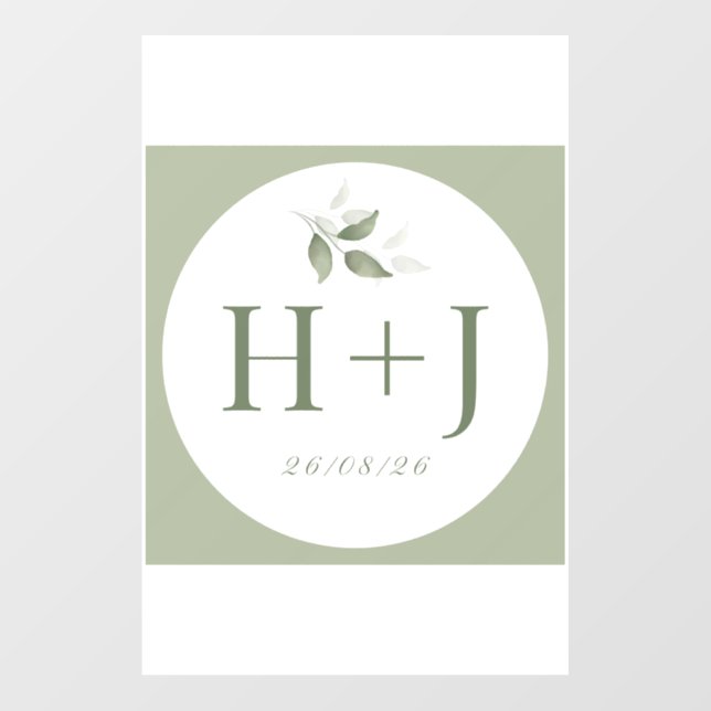 Wedding Monogram Poster – Minimalist Botanical Ini Wall Decal (Front)