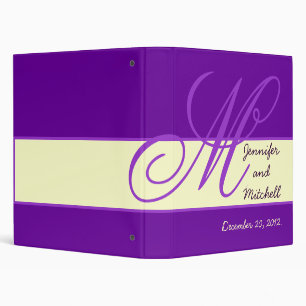 Wedding Monogram Purple Ivory Keepsake Planner Binder