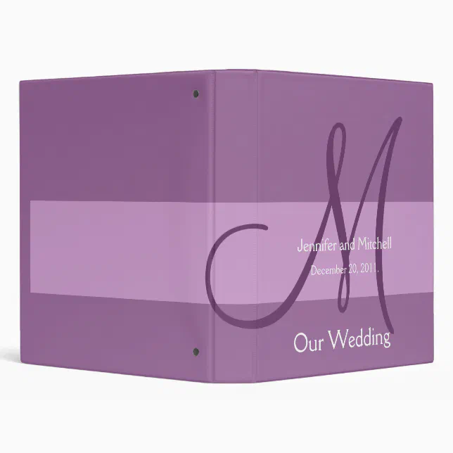 Wedding Monogram Purple Planner Photo Binder | Zazzle
