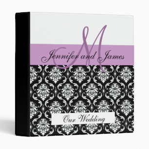 Wedding Monogram Purple Planning Damask Binder
