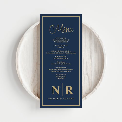 Wedding Monogram Reception Or Engagement Dinner Menu