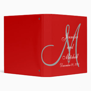 Wedding Monogram Red Planner Keepsake Binder