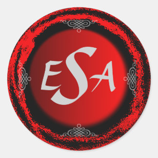 Wedding Monogram Red Sticker Foil