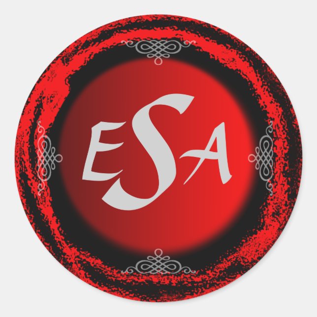 Wedding Monogram Red Sticker Foil (Front)
