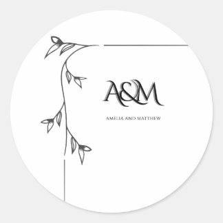 Wedding Monogram Round Classic Sticker