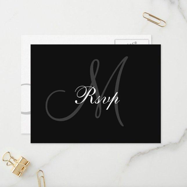 Wedding Monogram RSVP Postcard (Creator Uploaded)