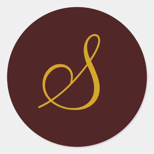 Wedding Monogram S Gold Seal Sticker (Front)