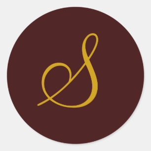 Wedding Monogram S Gold Seal Sticker