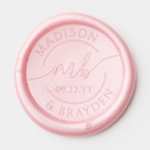 Wedding Monogram Script Initials Names & Date Wax Seal Sticker