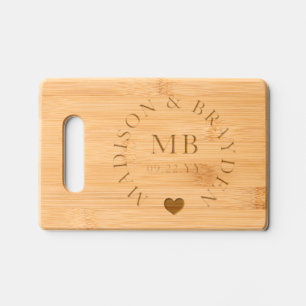 Wedding Monogram Script Personalized Names Engraved Cutting Board