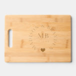 Wedding Monogram Script Personalized Names Engraved Cutting Board<br><div class="desc">Wedding Monogram Script Personalized Names Cutting Board features your personalized monogram in elegant modern script typography with your custom names,  wedding date and accented with a love heart. Perfect for wedding gifts for the newlyweds. Designed by Evco Studio www.zazzle.com/store/evcostudio</div>