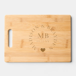 Wedding Monogram Script Personalized Names Engraved Cutting Board