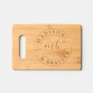 Wedding Monogram Script Personalized Names Engraved Cutting Board