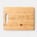 Wedding Monogram Script Personalized Names Engraved Cutting Board<br><div class="desc">Wedding Monogram Script Personalized Names Cutting Board features your personalized monogram in elegant modern script typography with your custom names,  wedding date and accented with a love heart. Perfect for wedding gifts for the newlyweds. Designed by Evco Studio www.zazzle.com/store/evcostudio</div>