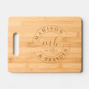 Wedding Monogram Script Personalized Names Engraved Cutting Board