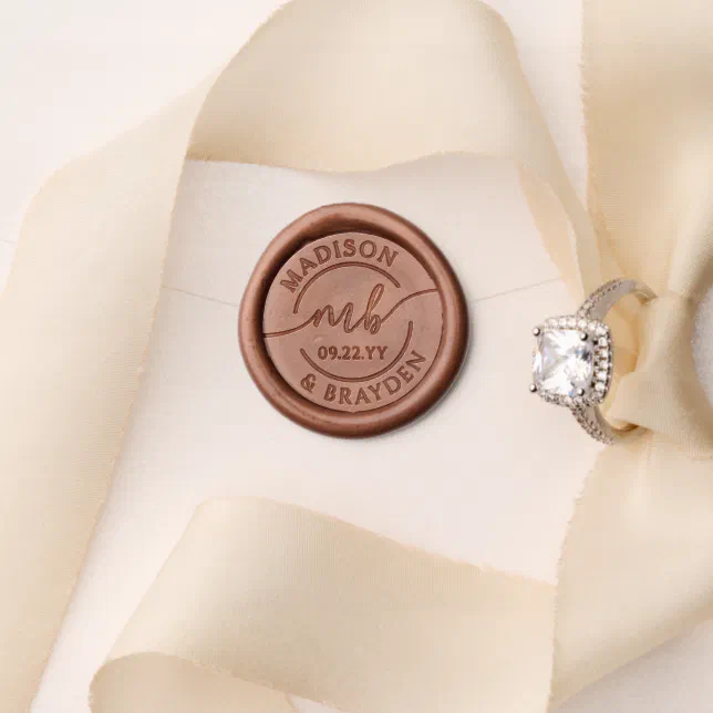 Wedding Monogram Script Personalized Names Wax Seal Stamp Zazzle