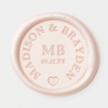 Wedding Monogram Script Personalized Names Wax Seal Sticker<br><div class="desc">Wedding Monogram Script Personalized Names Wax Seal Stickers features your personalized monogram in elegant modern script typography with your custom names, wedding date and accented with a love heart. Perfect for wedding envelope seals, wedding invitations, save the date invitations, wine bottles, wedding favors and lots more. Designed by Evco Studio...</div>