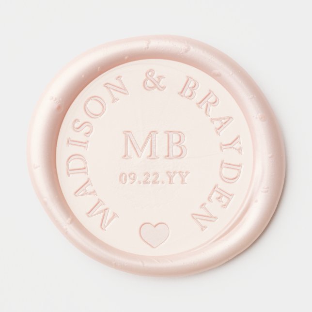 Wedding Monogram Script Personalized Names Wax Seal Sticker (Front)