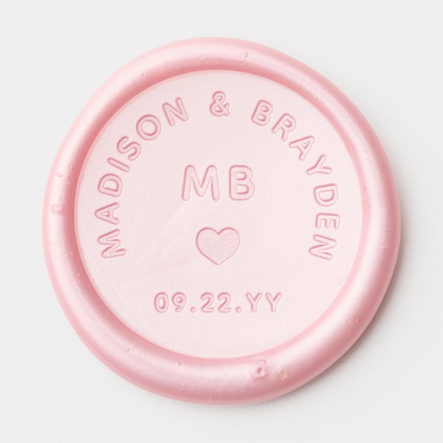 Wedding Monogram Script Personalized Names Wax Seal Sticker (Front)